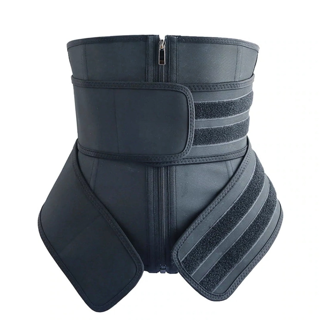 Double Belt Latex Waist Trainer Zipper Closure